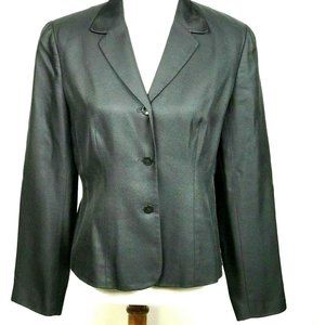 Ann Taylor Silk Blazer Black Three Button Lined